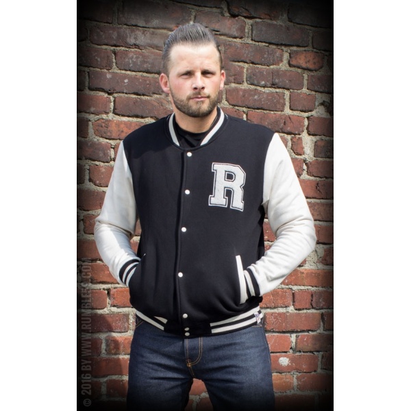 Male Sweat College Jacket - black/offwhite