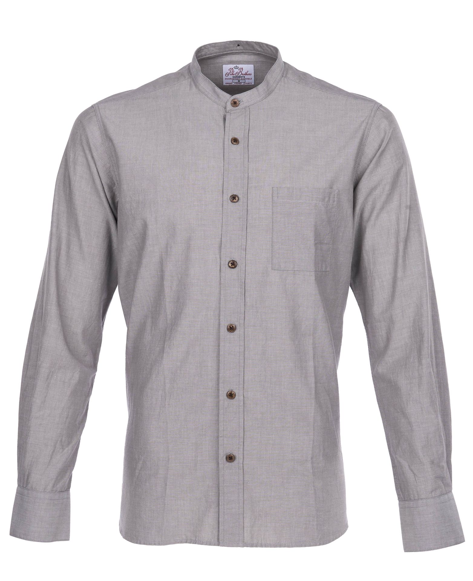 Camisa Pike 1923 Buccanoy gris, 100% algodón, talle ajustado, con botones para añadir cuello