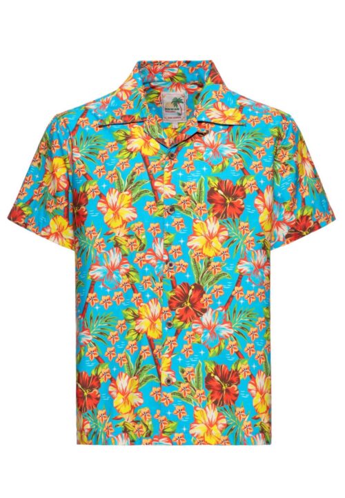 King Kerosin camisa Hawaii Hemd "Hula girl" blue