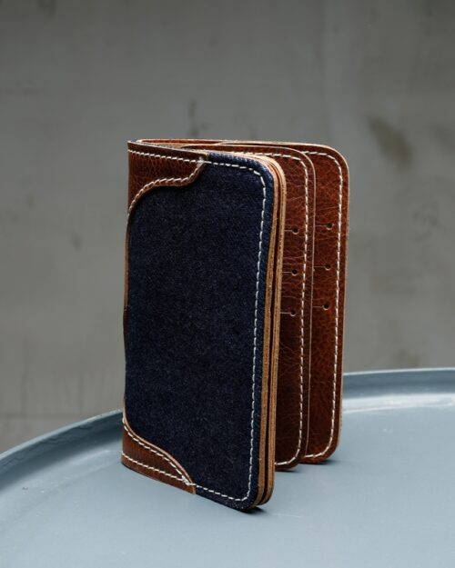 Cartera 1949 Montana Japanese Denim detalles interior y exterior