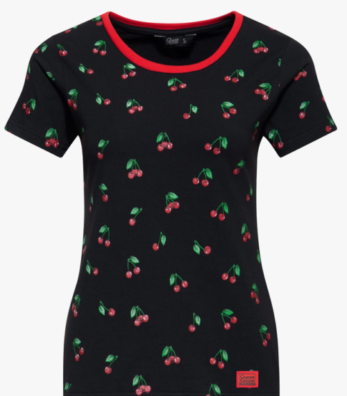 T-Shirt-Cherry-in-Schwarz-Queen-Kerosin