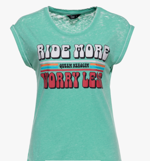 T-Shirt-Ride-More-Worry-Less-in-Mint-Queen-Kerosin