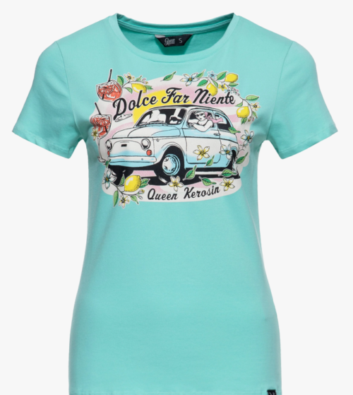 T-Shirt 'Dolce Far Niente' in Mint Queen Kerosin