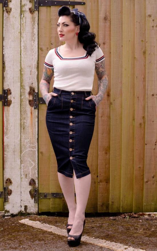 High-waisted Jeans Pencil Skirt - Second Skin