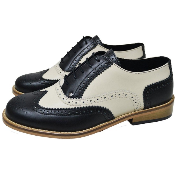 50' Style Gatsby Brogue black and beigue