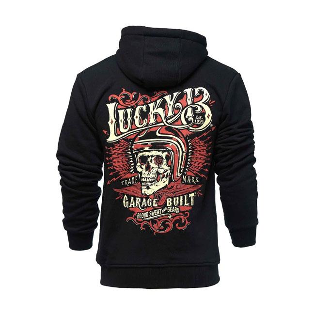Lucky 13 Skull built zip hoodie black