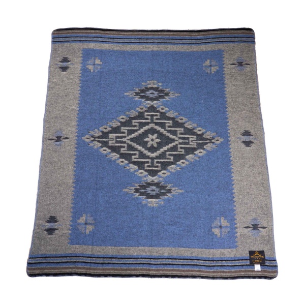 1969 Tolani wool blanket blue