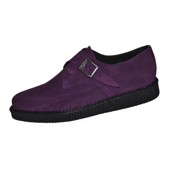 Pointed creeper lace purple suede leather